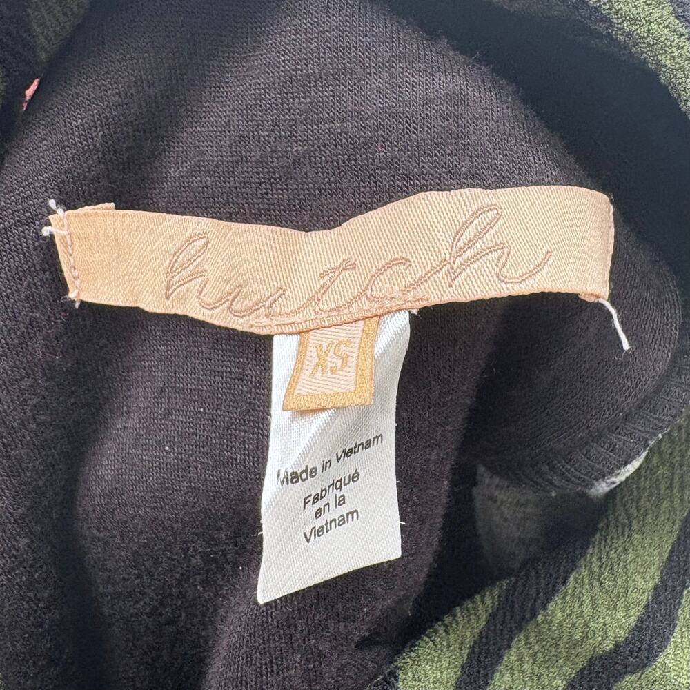 Anthropologie Hutch Gabby Striped Long Sleeve Mini Dress Size XS Black Green - Picture 7 of 11